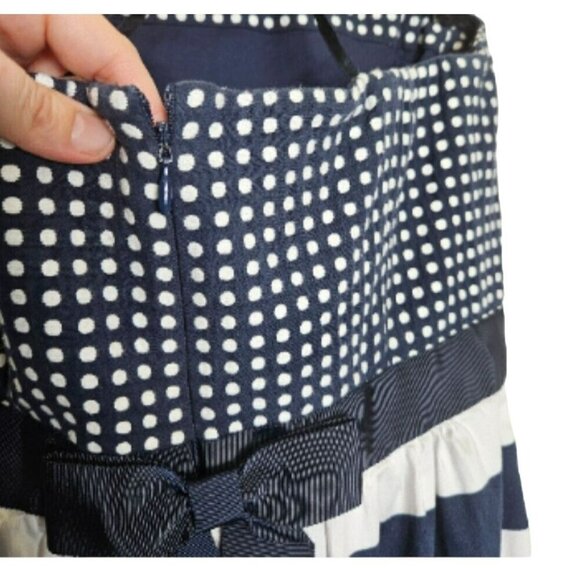 Vineyard Vines sz 6 Long Strapless Dress Back Bow Zip Polka Dot Stripes Lined - Picture 7 of 16